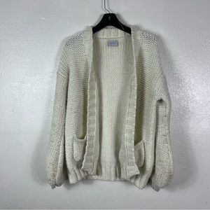 Rue Stiic White Knit Cardigan Sweater Open front Medium